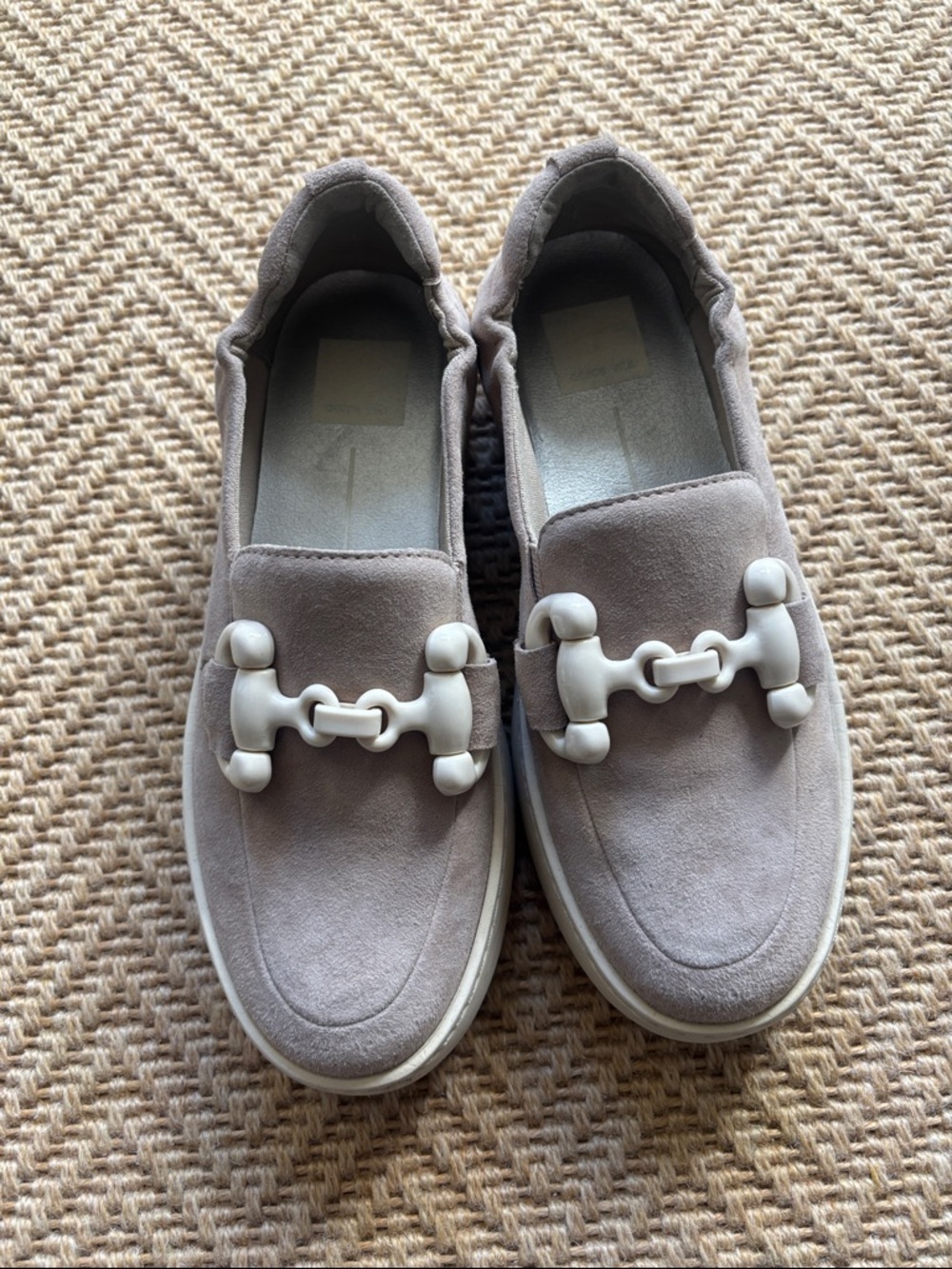 Dolce Vita Suede Slip-On Loafers with Horsebit Detail - Light Taupe